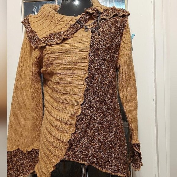 Fairygrunge Asymmetric Sweater Size Medium Mixed Knit Whimsigoth Y2K - Picture 3 of 14